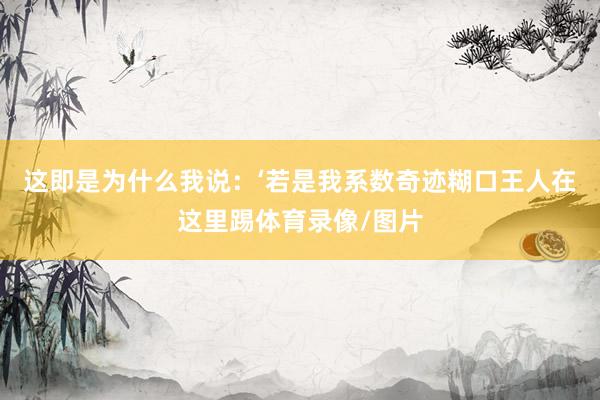 这即是为什么我说：‘若是我系数奇迹糊口王人在这里踢体育录像/图片