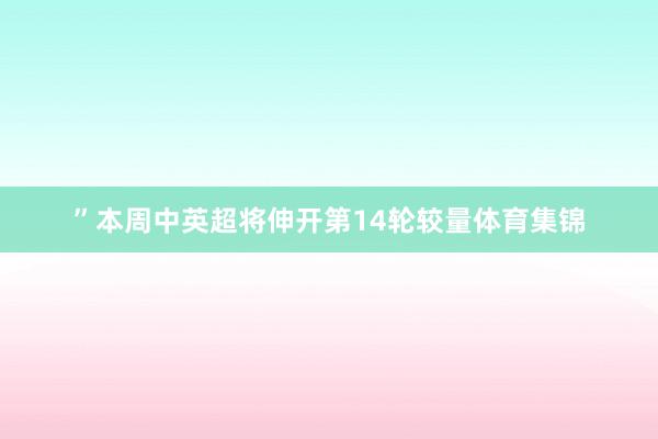 ”本周中英超将伸开第14轮较量体育集锦