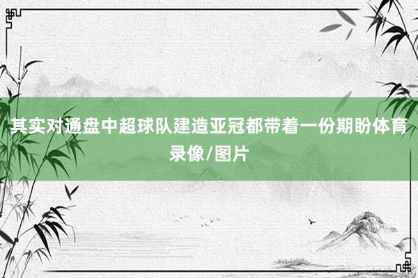 其实对通盘中超球队建造亚冠都带着一份期盼体育录像/图片