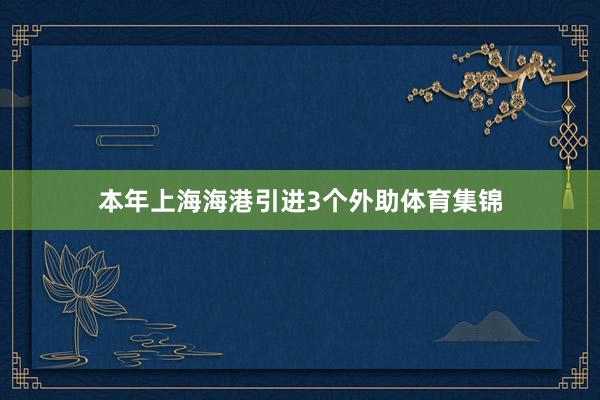 本年上海海港引进3个外助体育集锦