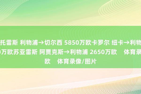 托雷斯 利物浦→切尔西 5850万欧卡罗尔 纽卡→利物浦 4100万欧苏亚雷斯 阿贾克斯→利物浦 2650万欧    体育录像/图片